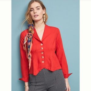 Anthropologie x Maeve Delia Tailored Blouse red tailored size 0